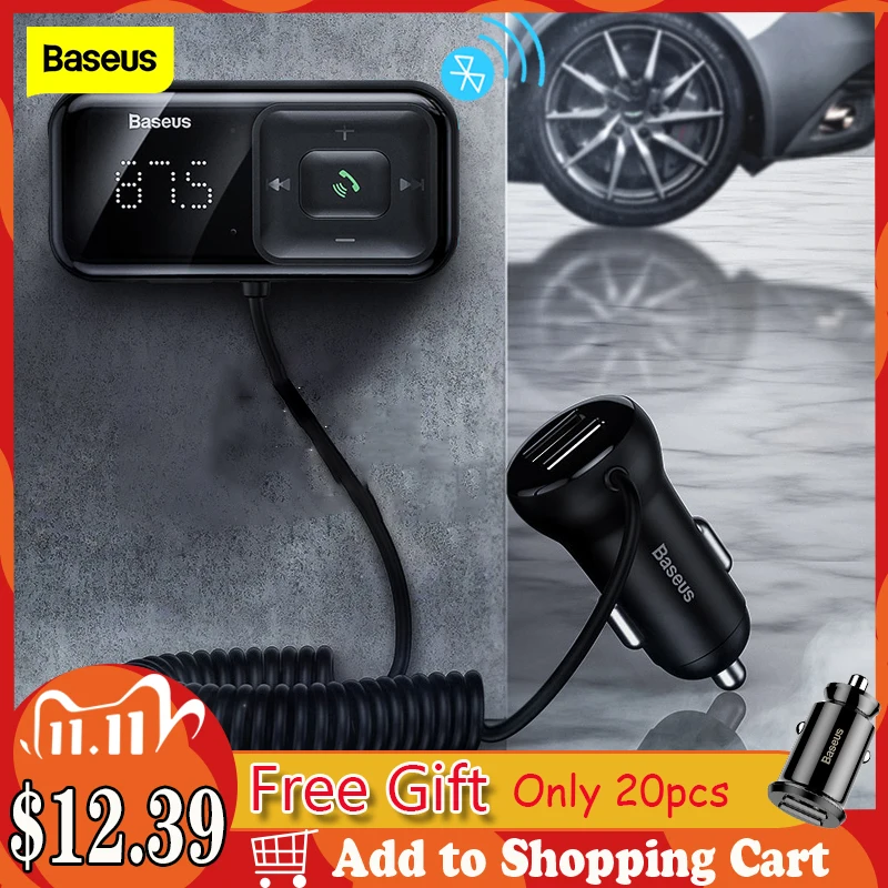 

Baseus Car Fm Transmitter Bluetooth 5.0 Mp3 Player Radio modulator Adapter 3.1A USB Car Charger Handsfree Car Kit Wireless Aux