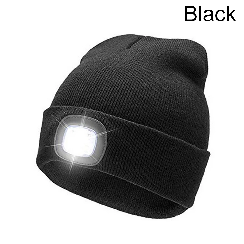 Зимние 2 в 1 теплые шапочки Gorro с ночным светильник, шерстяные шапки, светодиодный светильник ing Caps, переносные уличные походные беговые фары