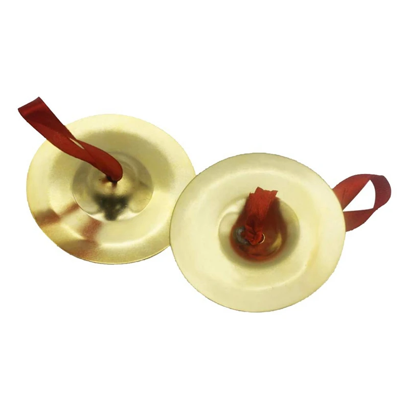 Dropship-Set Of 2 Finger Cymbals Mini Chinese Gong Kids Preschool Musical Toys, Golden