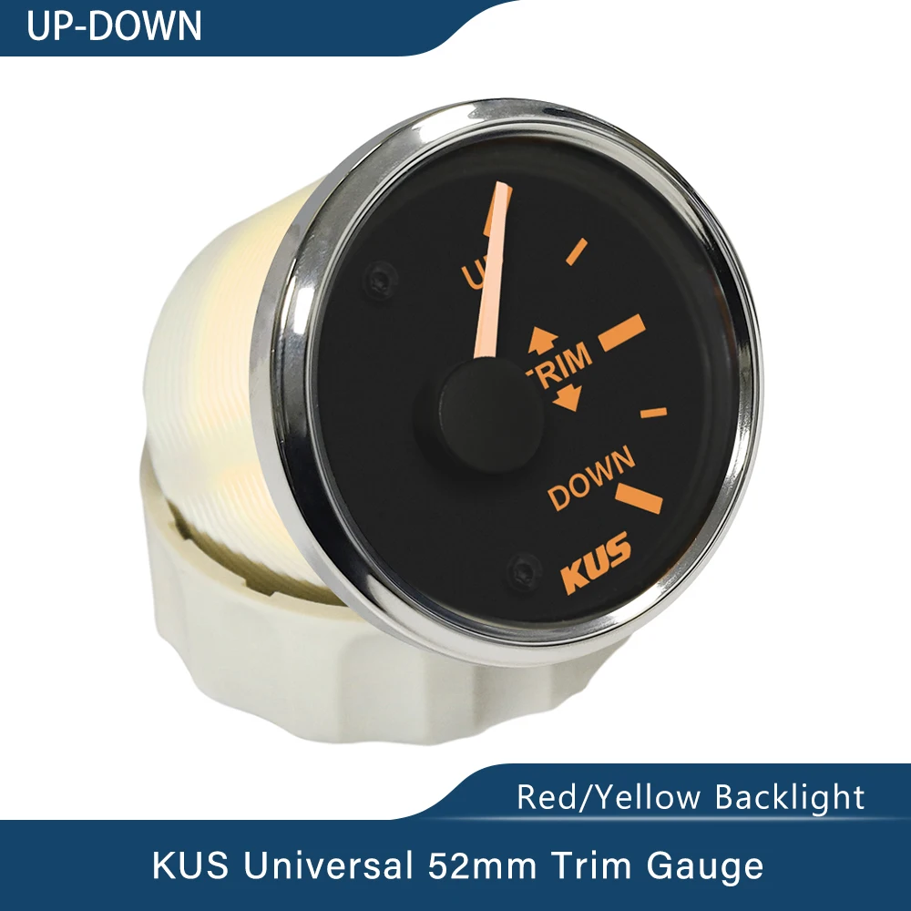 New KUS Universal 2&quot 52mm Boat Trim Gauge Outboard Engine Marine TRIM METER 12V 24V with Red/Yellow Available Backlight 0-190ohm |