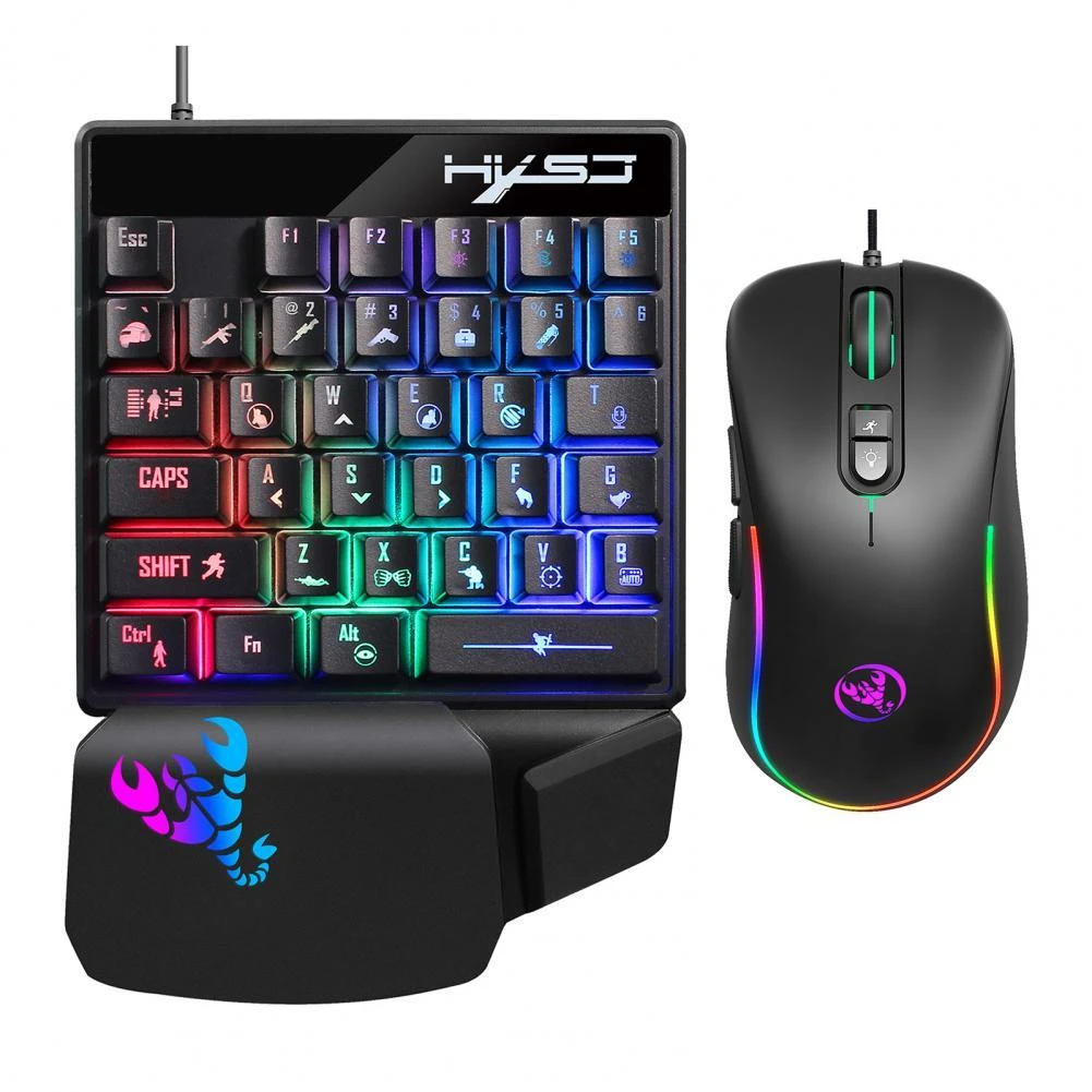 2pcs Set Hxsj Rgb Backlight Single Hand Gaming Keyboard 35 Keys Portable 7 Buttons Programmable Adjustable Dpi Mouse Keyboard Mouse Combos Aliexpress