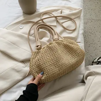 

Summer Weave Bags For Women 2021 Fashion Small Tote Bag Lady Crossbody Shoulder Handbags Lady Beach Cross Body Bags
