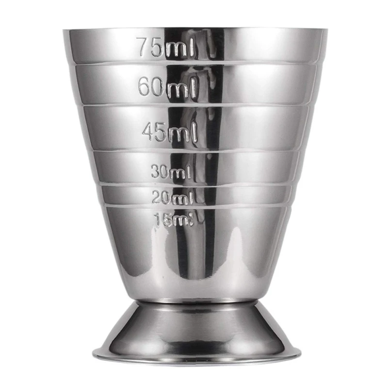 Нетоксичный 304 Зеркало из нержавеющей стали дизайн бартендинг мерная чашка Oz чашка с масштабированным коктейльным стеклом - Цвет: Серебристый