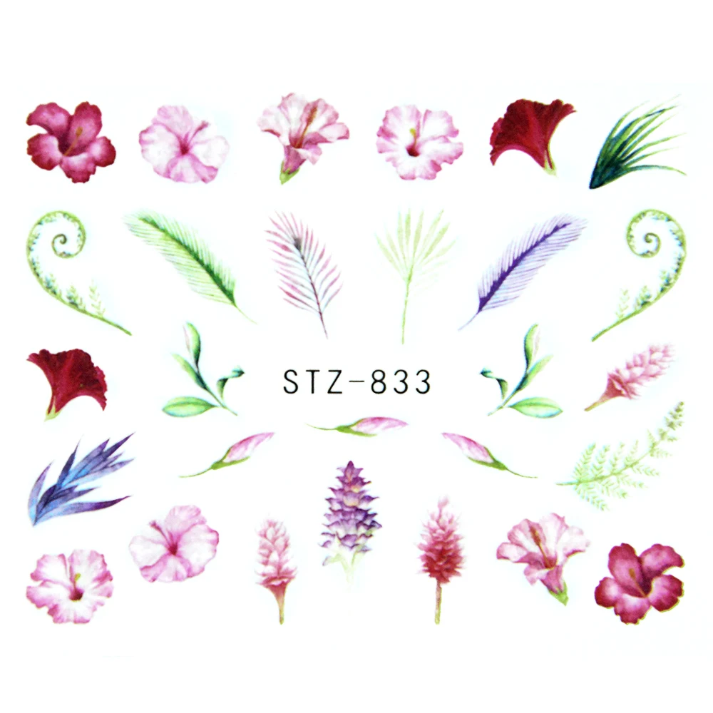 Nail Stickers Sliders For Nails For Manicure Decor Nails Set Nail Design Sliders Flower Leaf Tree Green Nail Art Watermark Decal