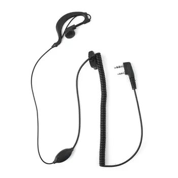 

Unversal 2 Pin Mic Headset Earpiece Earphone Curly Cable for for walkie talkie Kenwood Radio Black