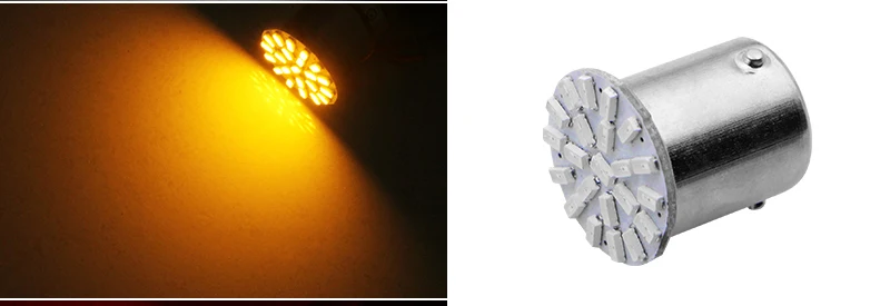 2 шт. P21W 1156 BA15S 1157 Bay15d 22SMD Автомобильный светодиодный фонарь, автомобильные задние поворотные сигнальные огни, стоп-сигнал, обратный стояночный фонарь, DC 12V Белый 22 SMD - Испускаемый цвет: Yellow