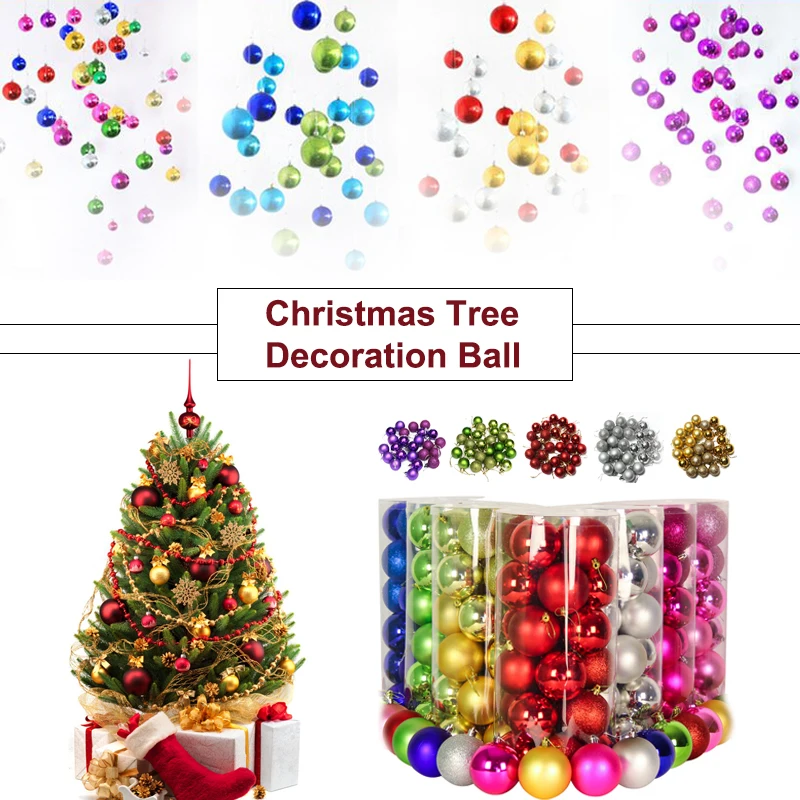 24Pcs Glitter Christmas Balls Party Xmas Tree Hanging Ornament Decoration