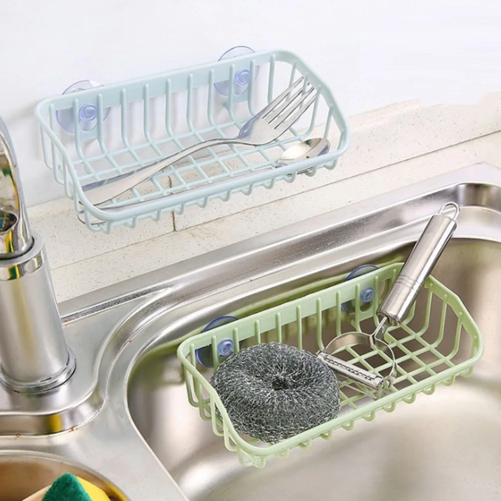 Hanging Storage Basket Drain Basket Sink Hanging Wash Cleaning Storage Gadgets Kitchen Sponge Holder Suction Cups