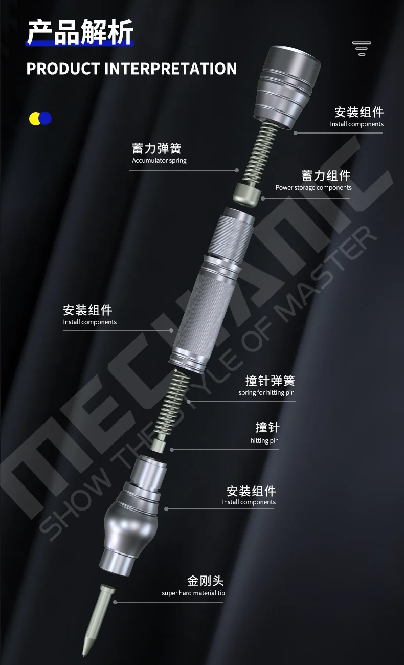 Description Picture 6 of itemMechanic Boulder IRock 5 Glass Breaking Pen Breaking Tool for IPhone X-11 Huawei Cell Phone Rear Glass Cover Breaker Tools