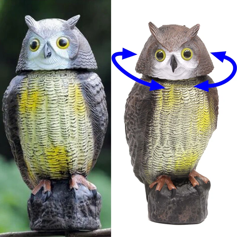 

Defenders Wind Action Owl Decoy Deterrent Scares Birds Scarer Repeller for Garden UD88