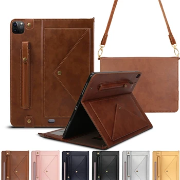 

Pen sheath Case for New iPad Pro 11 2020 Flip Stand Cover with Shoulder strap Funda for iPad Pro 11 inch 2020 Case Pencil Holder