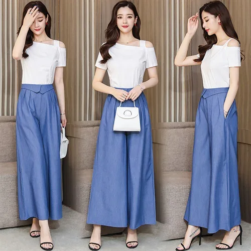 

Pendant Sense Loose Pants Two-Piece Set Summer Wear Women's 2019 New Style Western Style by Age Trousers Fashion Network Red Ele