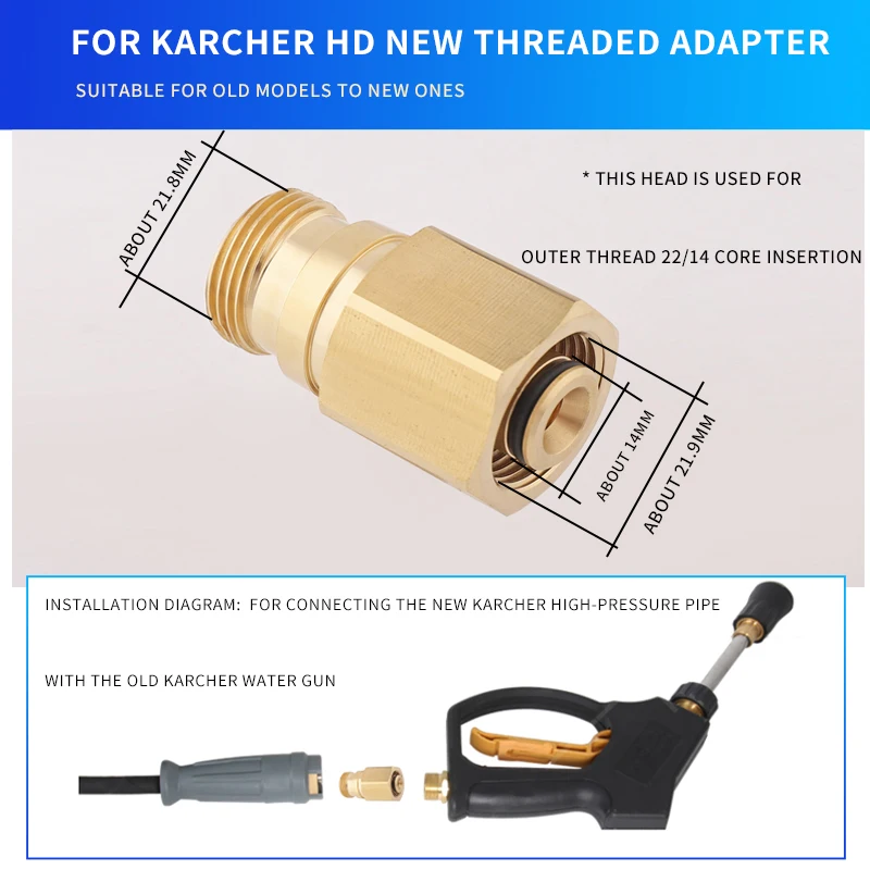 Adapter For Karcher HD High Pressure Washer Connect Between New And Old Style For Karcher Washer Gun And Pipe 4
