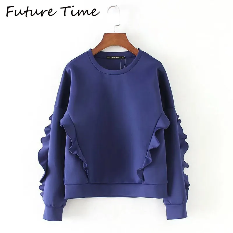 

Future Time Autumn New Space Cotton Pullover Women Loose Long Sleeve O-neck Solid Hoodies Streetwear Sweatshirts Women Tops
