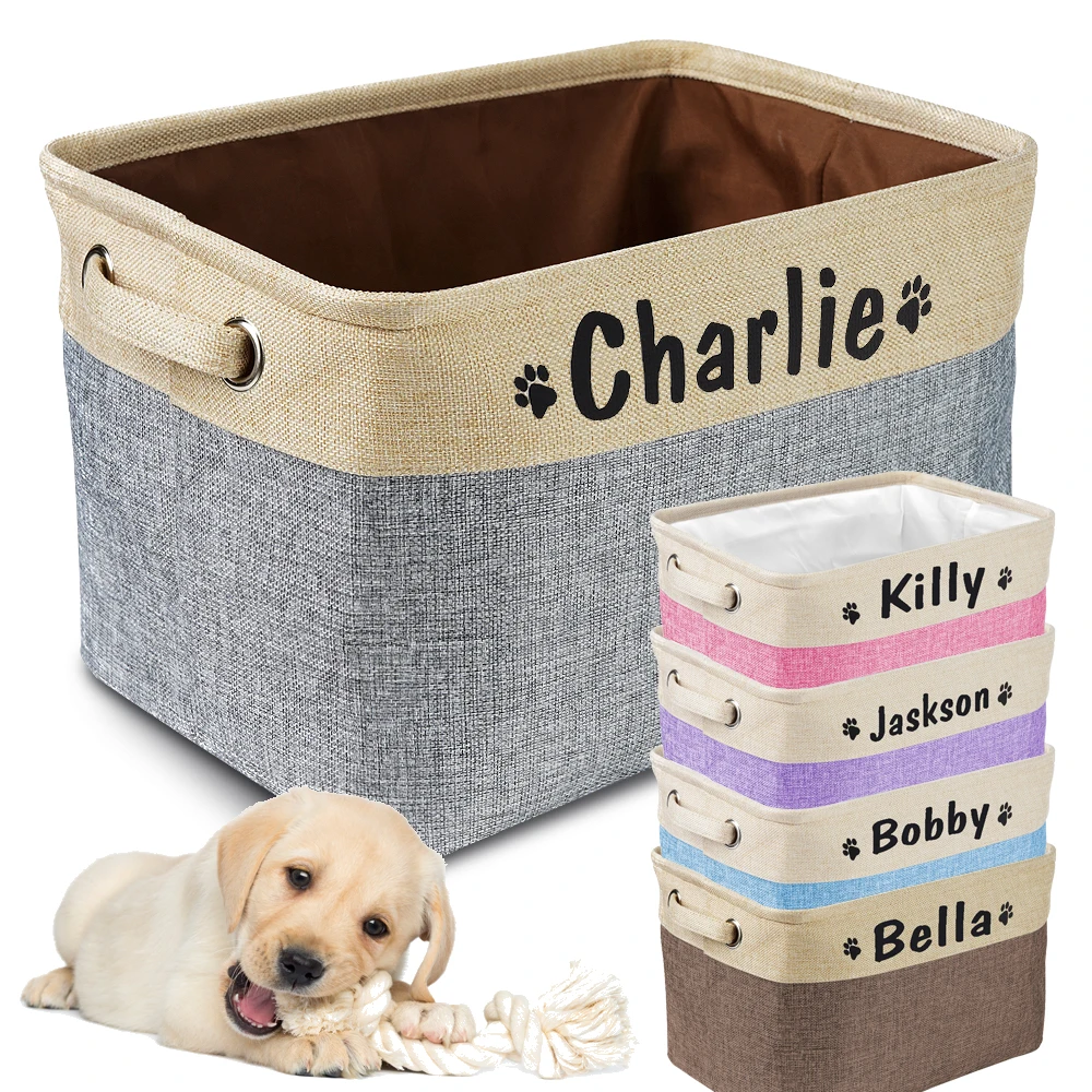 

Custom Canvas Collapsible Storage Bins for Pets, Dog Accessories, Basket Bin, Pet Organizer Box, Perfect for Organizing Toys