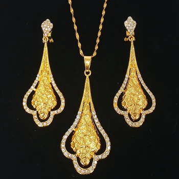 

2020 New Fashion African Jewelry Sets For Women Bronze Gold Chains Necklace&Pendants Big Luxury Jewelery Costume