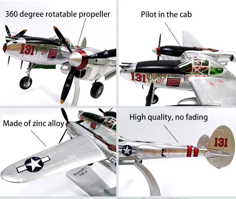 1/48 весы летательный аппарат ВВС США из сплава модель P38 с подсветкой детские