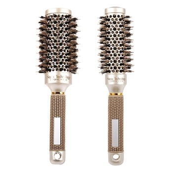 

2 Pcs Round Barrel Hair Brush with Simulation Boar Bristle, for Hair Drying, Styling, Curling - 1.3 Inch & 1.8 Inch
