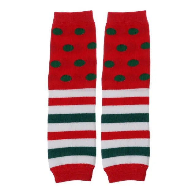 Рождественские гетры для малышей; зимние вязаные леггинсы до колена для девочек; хлопковые носки для ползания для маленьких мальчиков; носки в полоску для новорожденных - Цвет: 7