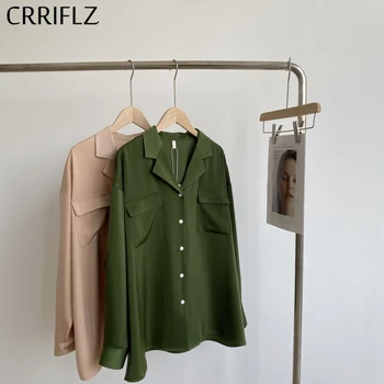 

Spring Loose Blouse Women Casual Notched Shirt Tops 2020 New CRRIFLZ