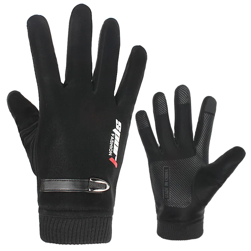 

New Men's Autumn and Winter Cold Protection and Velvet Warm Gloves for Outdoor Riding and Driving Sports Touch Screen Gloves
