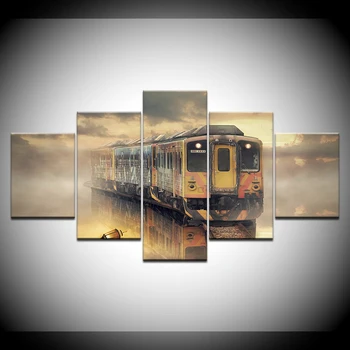 

Modular Framework Pictures Modern On The Wall Art 5 Panel Train For Living Room Home Decoration Abstract Painting On Canvas