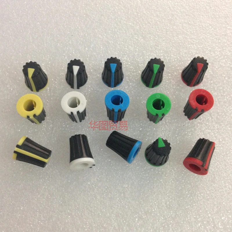 45pcs potentiometer knob cap B black body / Half axle potentiometer mixer knob cap blue red green yellow white 270 degree