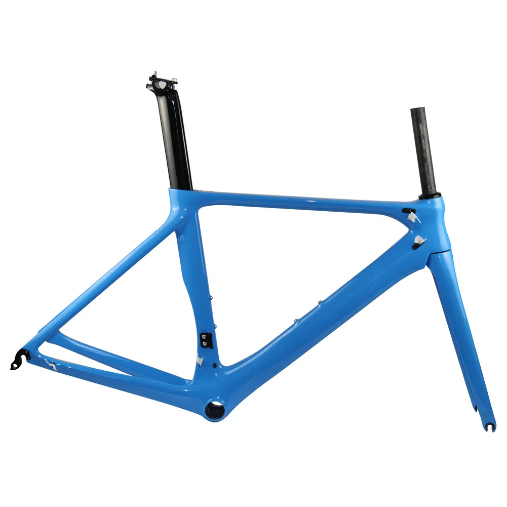 Spcycle T1000 руль полностью из углеродного волокна, шоссейный велосипед рама 700C шоссейные углеродного волокна шоссейный велосипед из углеродного комплект BB86 Размеры 50/53/56 см - Цвет: Sky Blue Glossy