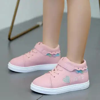 

Hot Children Casual Shoes Girls Fashion White Sneakers Autumn Winter Cute Lovely Breathable Kids Flat Sports Shoes