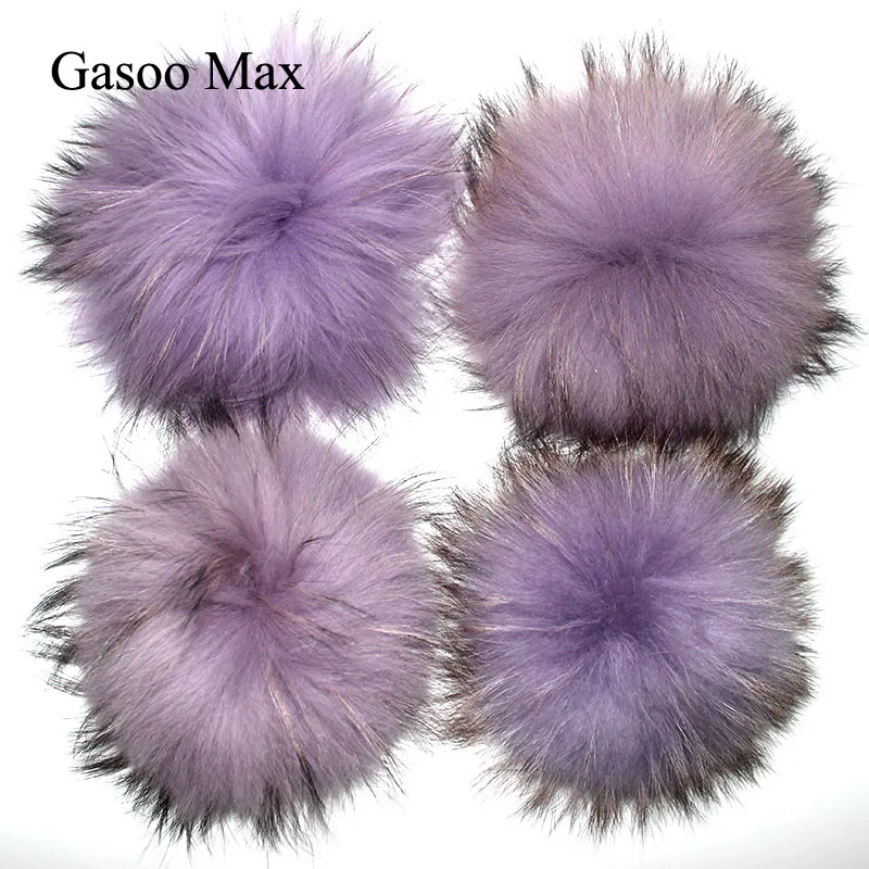 5 шт./лот помпоны из меха енота для шапок 14 15 см красный черный белый серый
