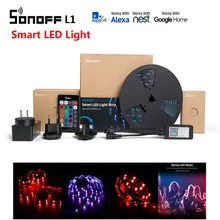 Умный светодиодный светильник Sonoff L1, совместимый с Alexa Google home eWeLink control, гибкие RGB световые полосы с регулируемой яркостью