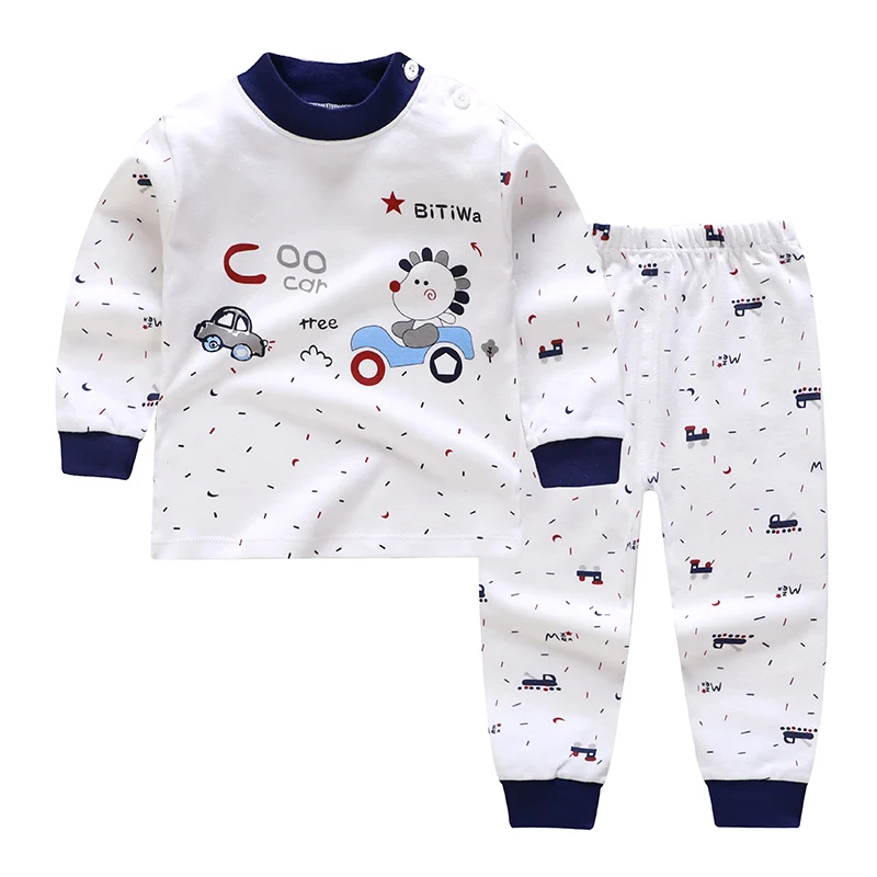 Детские пижамные комплекты с мультяшным принтом хлопковая одежда для сна для мальчиков осенне-весенние топы с длинными рукавами для девочек+ штаны, 2 предмета в комплекте - Цвет: C23