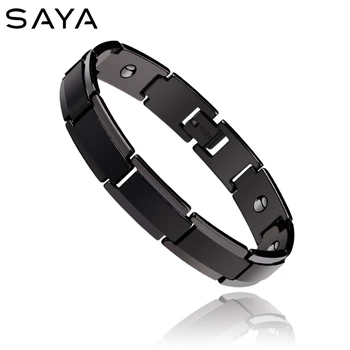 

Trendy High Quality Black Plating Tungsten Bracelets For Man Jewelry With Energy Magnetic Stone Free Shipping and Gift Box