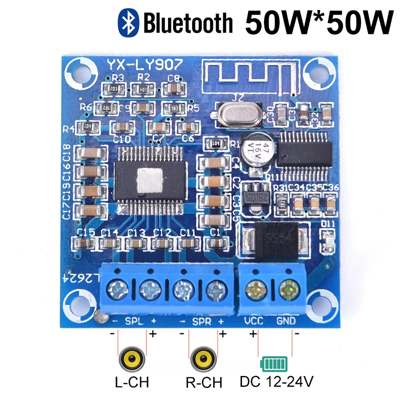  4.2 Power Amplifier Board TPA3116D2 Digital Audio Amplifier Module AMP 2.0 Channel Stereo 50W*50W DC12-24V