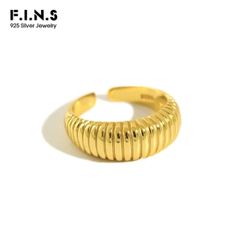

F.I.N.S Korean Fashion S925 Sterling Silver Rings Two-tone INS Simple Female Costume Ring Silver 925 Jewelry