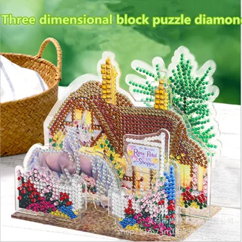 

Yikexin DIY Diamond painting 3D solid building block puzzle diamond painting children's DIY rainbow puzzle toy