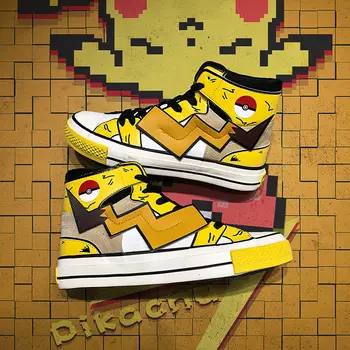 

2020 Ins Japanese Board Shoes Men Pokemon Damping Canvas Outsole HIP-HOP Trekking Leisure Summer Cartoon Zapatills Sneaker Shoes