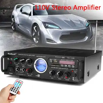 

110V 600W Bluetooth Power Stereo Amplifier FM Radio Cara OK 2CH USB SD Karaoke Home Amplifiers Theater 25*21*7cm