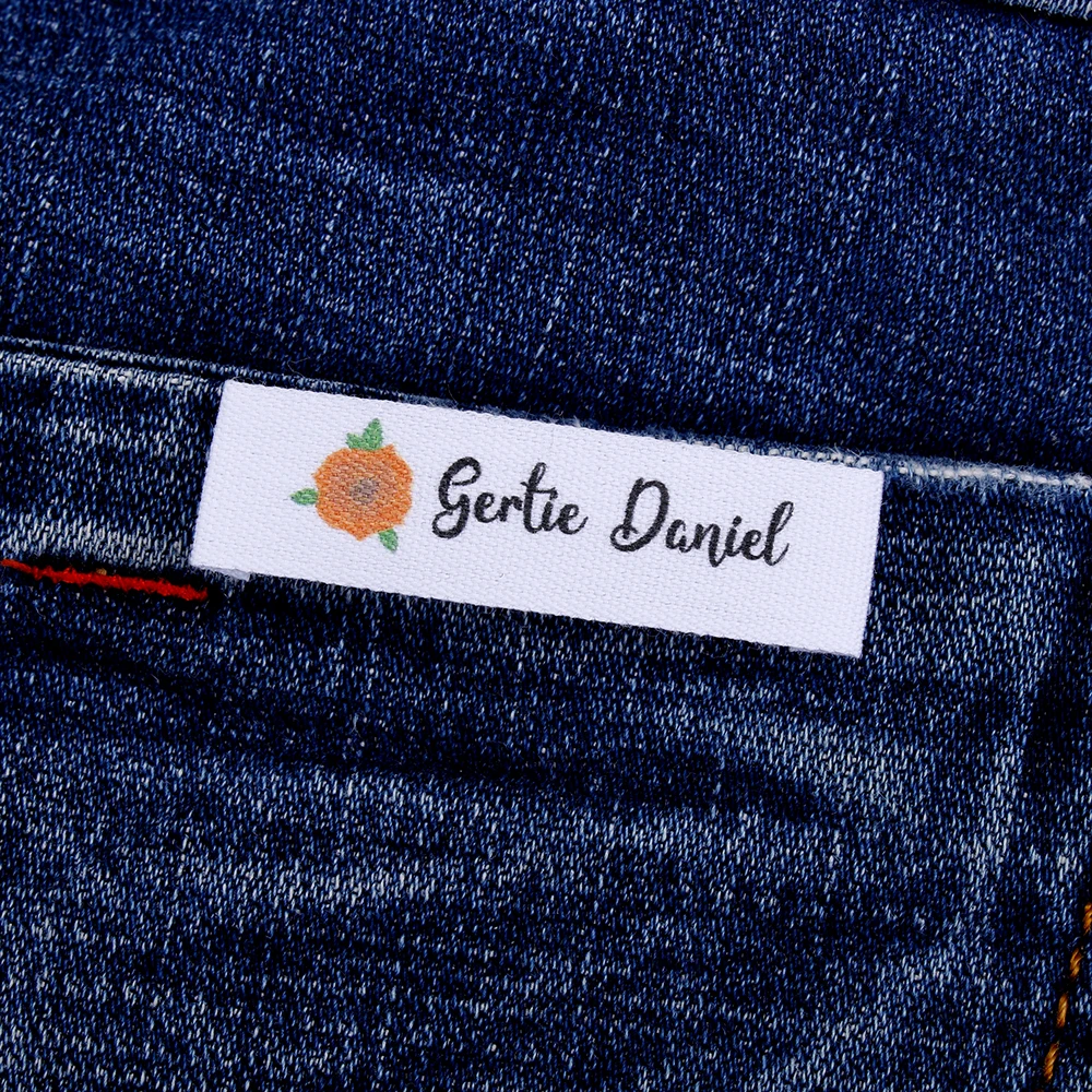 

Custom Sewing label, Custom Clothing Labels - Fabric Name Tags, Logo or Text, Cotton Ribbon, Custom Design (MD3036)