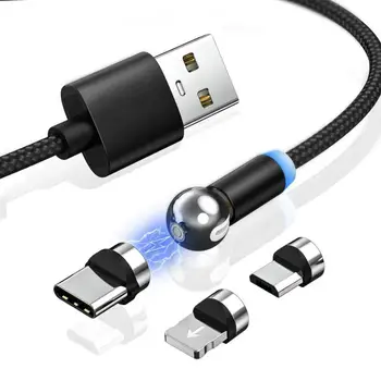 

Magnetic Charger Adapter Magnetic Data Cable For IPhone 8 XS 11 Xiaomi Samsung Three-in-one 360° Magnetic Charging Cable