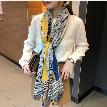 

KYQIAO Lolita scarf for women head scarf female autumn spring South Korea fashion sweet long pink floral solid scarves