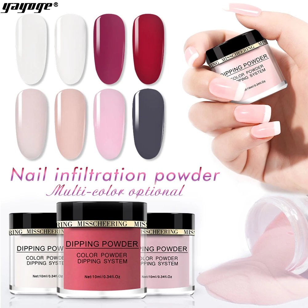 

YAYOGE 10ml Dipping Nail Powder Pure Color Natural Dry Nail Art Decorations Pigment Dust Power Nail Glitter Without UV Lamp Cure