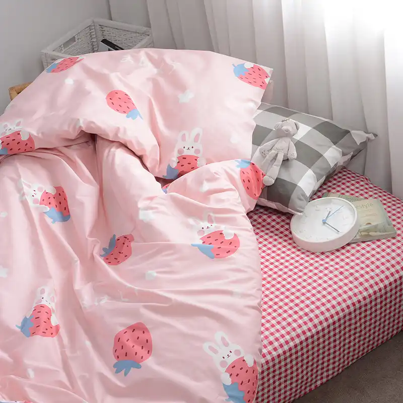 Metade do metro dos desenhos animados coelho morango impressão 100% algodão sarja tecido para folha de cama travesseiro capa de cama quatro peças manga t1321|Tecido| - AliExpress