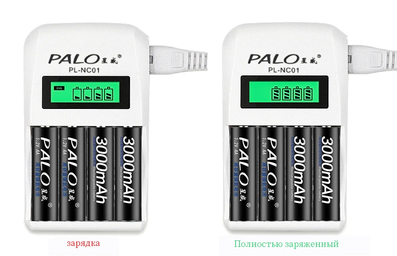 PALO lcd зарядное устройство для никель-металл-гидридных NI-CD, 1,2 в, AA, AAA, перезаряжаемая батарея с 8 шт., AA, 3000 мА/ч, аккумулятор для игрушечного автомобиля