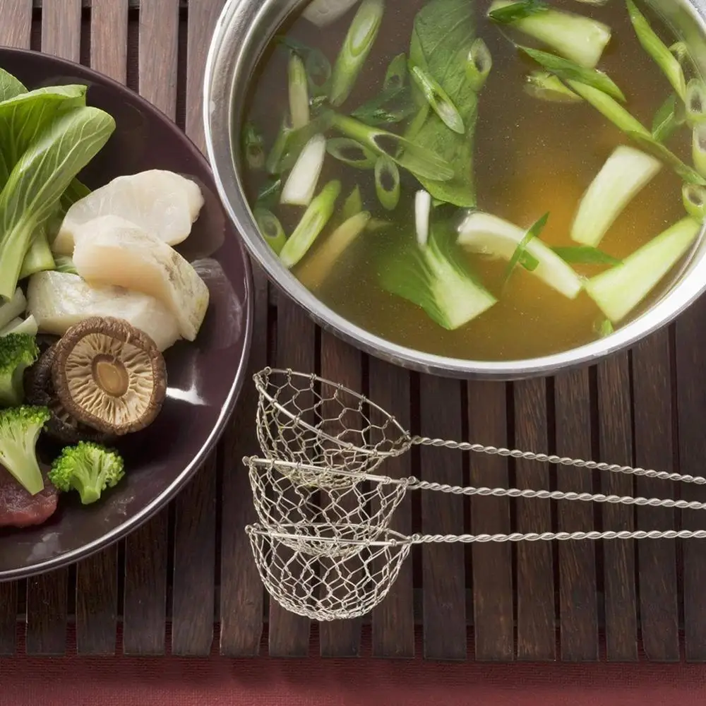 Pack of 9 Fondue Strainer Stainless Steel Kitchen Strainer with Handles