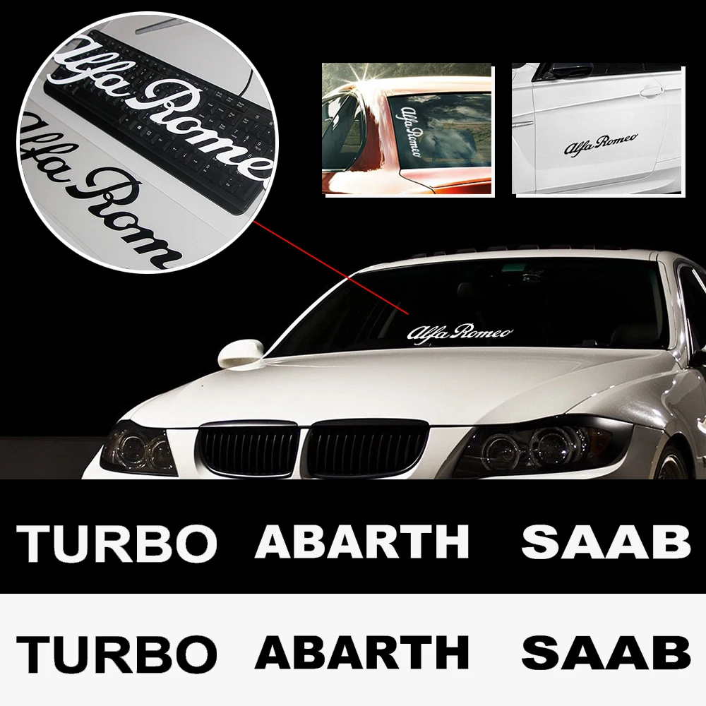 

2PCS Black white Car Auto Reflective Vinyl Graphic Decal Letter Personality cars Stickers For BMW Abarth Peugeot Car Accessories