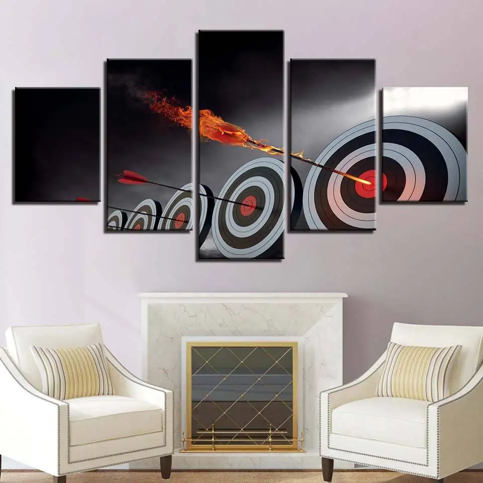 Wall Art HD Printing Canvas Paintings 5 Pieces Arrow Target Poster Home Decoration Modern For Living Room Pictures(No Frame) | Дом и сад