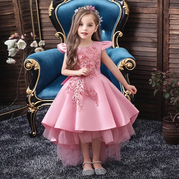 

Pink Girls Dresses For Wedding Tulle Lace Long Girl Dress Party Christmas Dress Children Princess Costume For Kids New 2020