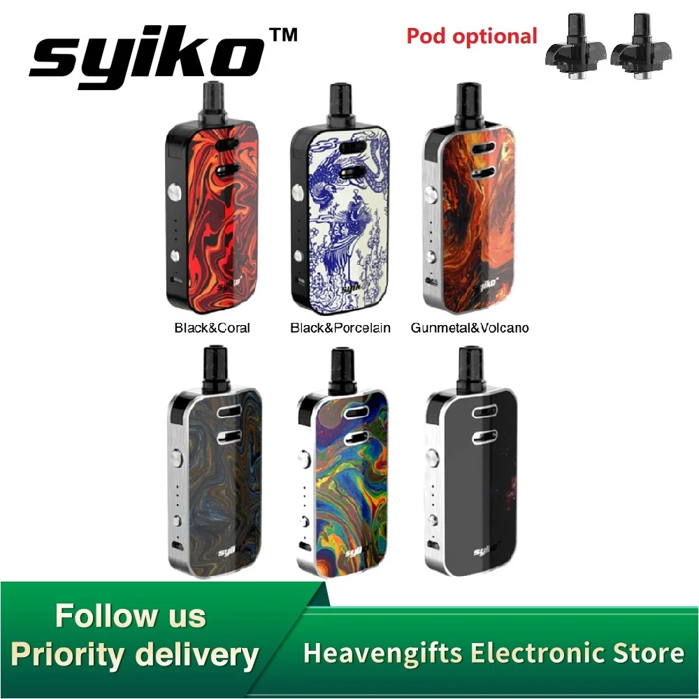 

NEW Heavengifts Syiko Galax Pod Kit with 1200mAh Battery & 2ml Capacity Pod & 3 Power Levels E-cig Kit Vs Orchid IQS/ PAL 2 Pro