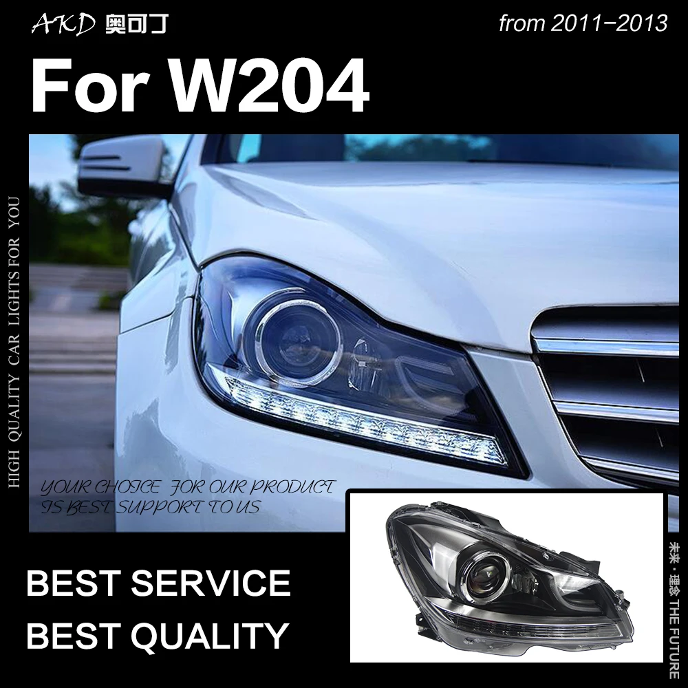 US $577.20 AKD Car Styling Head Lamp for W204 Headlights 20112013 C200 C260 Headlight LED DRL Signal Lamp Hid Bi Xenon Auto Accessories
